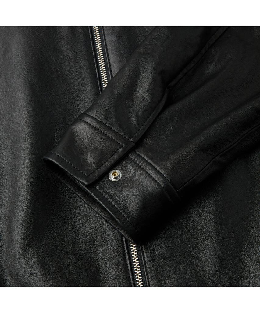 Customellow Black Leather Hood Jacket Cwuda26511Bkx