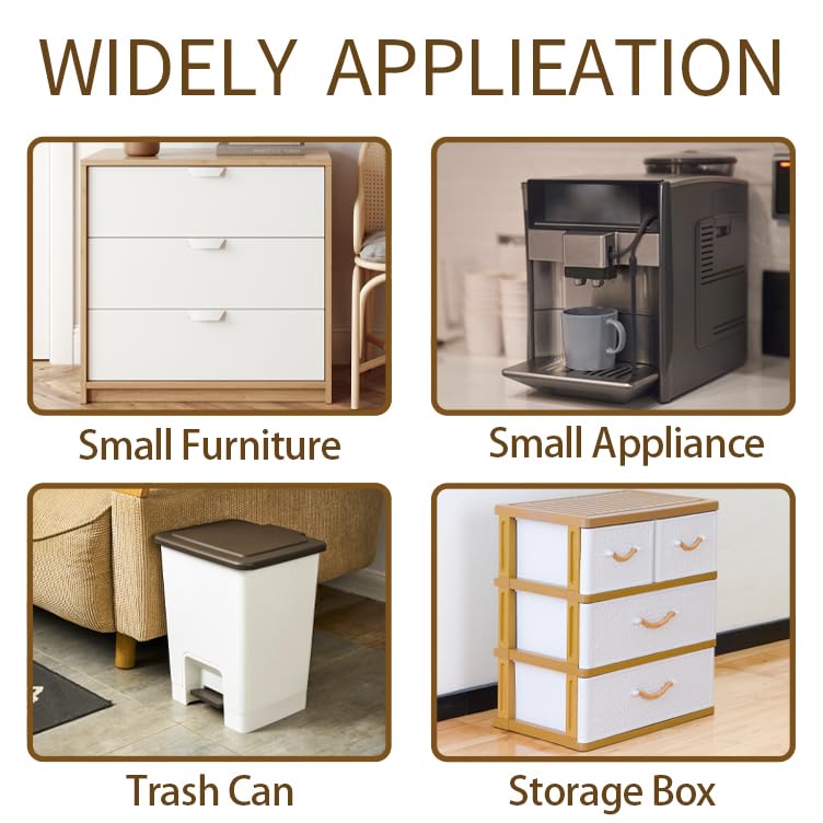 8 Pcs Self Adhesive Mini Caster Wheels 360° Swivel Appliance Wheels Stainless Appliance Sliders for Kitchen Appliances, Small Furniture (White)