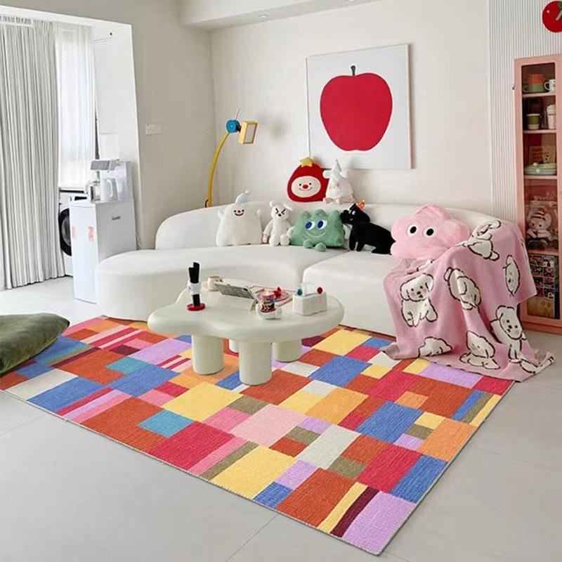 Cream Edopamine Ring Velvet Rug Quiet Waterproof Living Room Coffee Table Rug Bedroom Rug Bedside Rug Home Decor