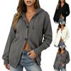 Women's Color Hooded Button-Front Cardigan with Tie Closure for Casual Daily Wear