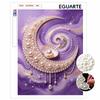 Pearl Painting Set 5D Pearl Mosaic Art Style Celestial Moon Shell Design Purple Aesthetic Home Wall Decoration.