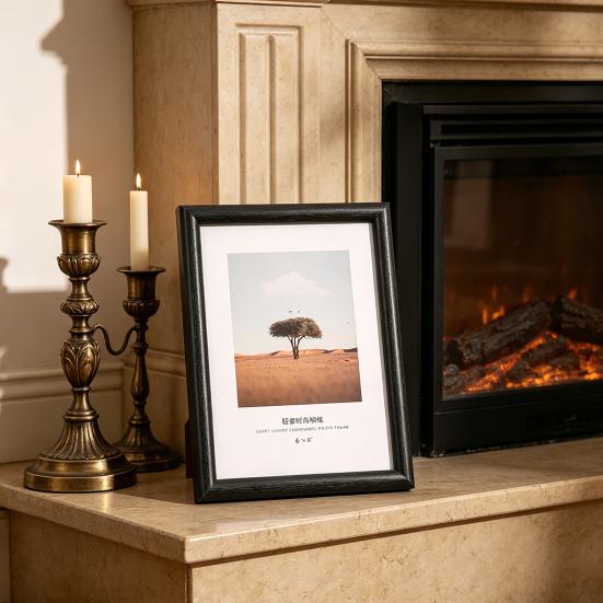 Photo Frame Rectangular Picture Frame for Wall Mounting or Tabletop Display Standing Desktop Wood Photo Frame with Clear Cover
