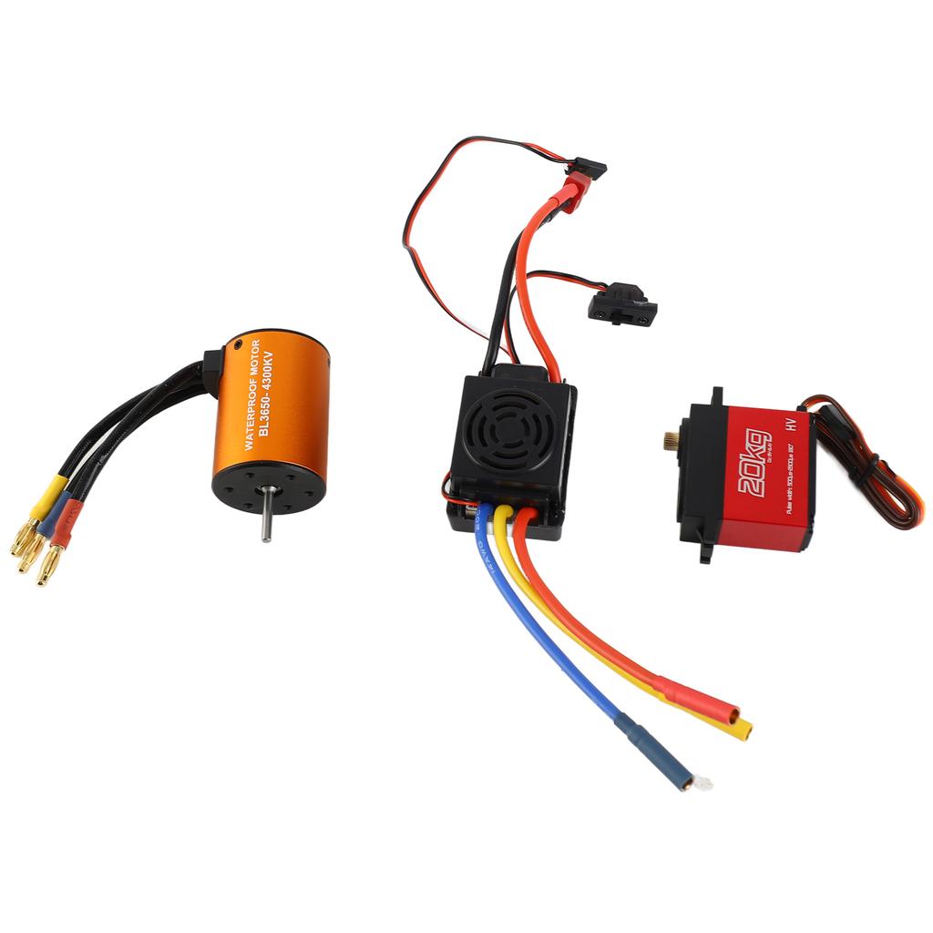 RC Motor Combo Set 3650 4300KV Motor 60A Brushless ESC 20kg Servo with 25T Servo Arm for 1 10 RC Car Truck Off Road