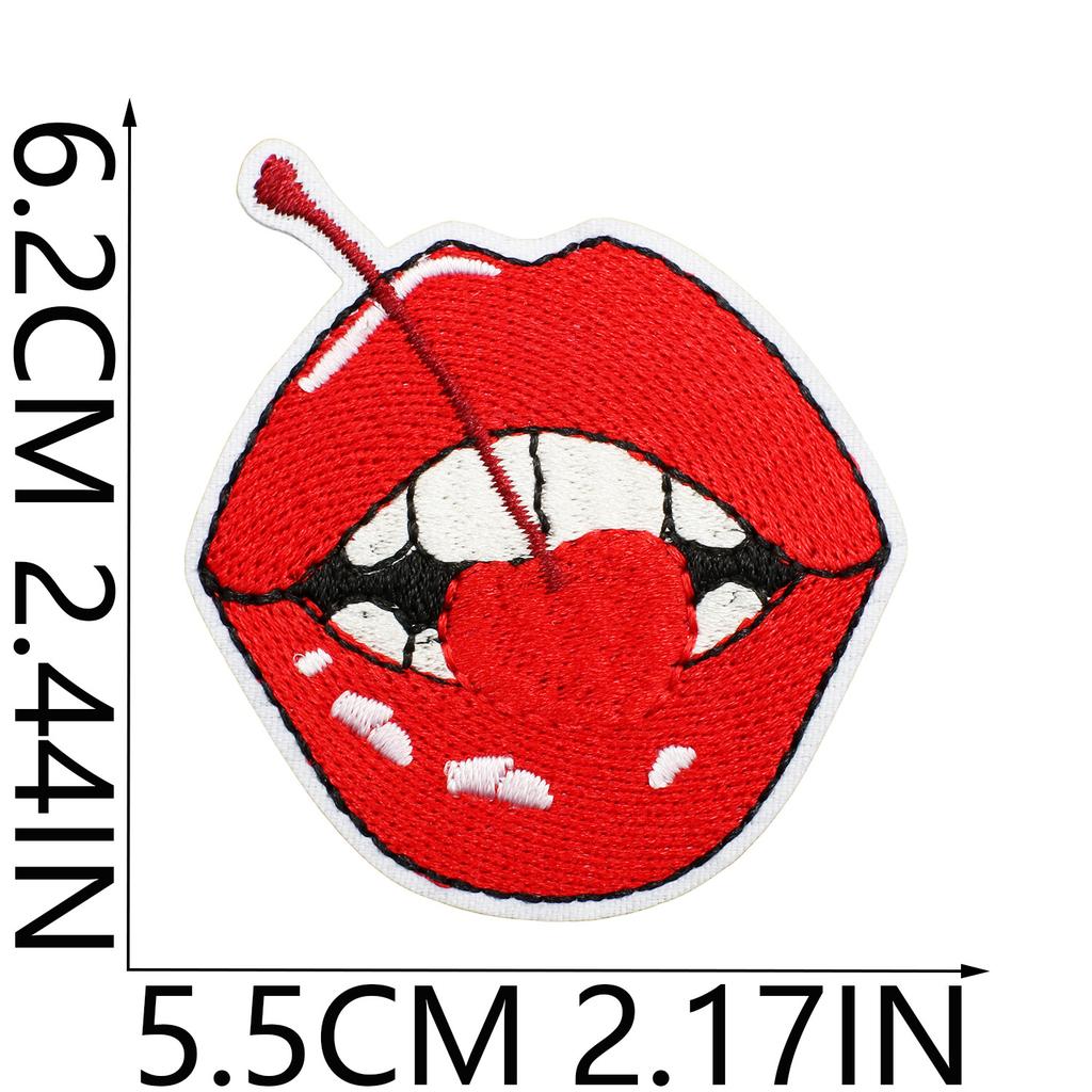 New Fruit Embroidery Cloth Sticker, Clothes Bag Decoration Patch Sticker, Cherry Small Mouth Computer Embroidery Stamp, Ironing