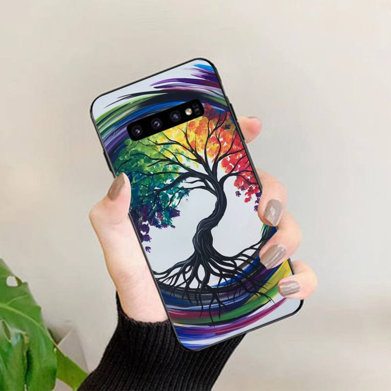 

Чехол для телефона с эффектом грубой текстуры дерева Древо жизни Инь Ян для Samsung S 9 10 20 21 22 23 30 23plus lite Ultra FE S10lite Fundas Samsung S22 5G