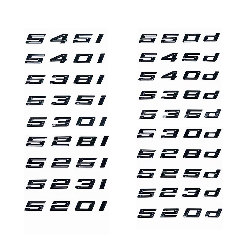 ABV1 Old Style Letter Emblem Sticker for BMW 5 Series E60 E61 F10 F11 G30 - 520i 523i 525i 528i 530i 535i 540i Trunk Decal