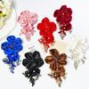 Cloth Satin Flower Four Petal 3D Flower Sewing Accessory Fabric Applique Coat Embellish