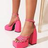 KNCOKAR 2025 new spring and autumn simple thick-soled high-heeled solid color fashion sandals 34-43 large size