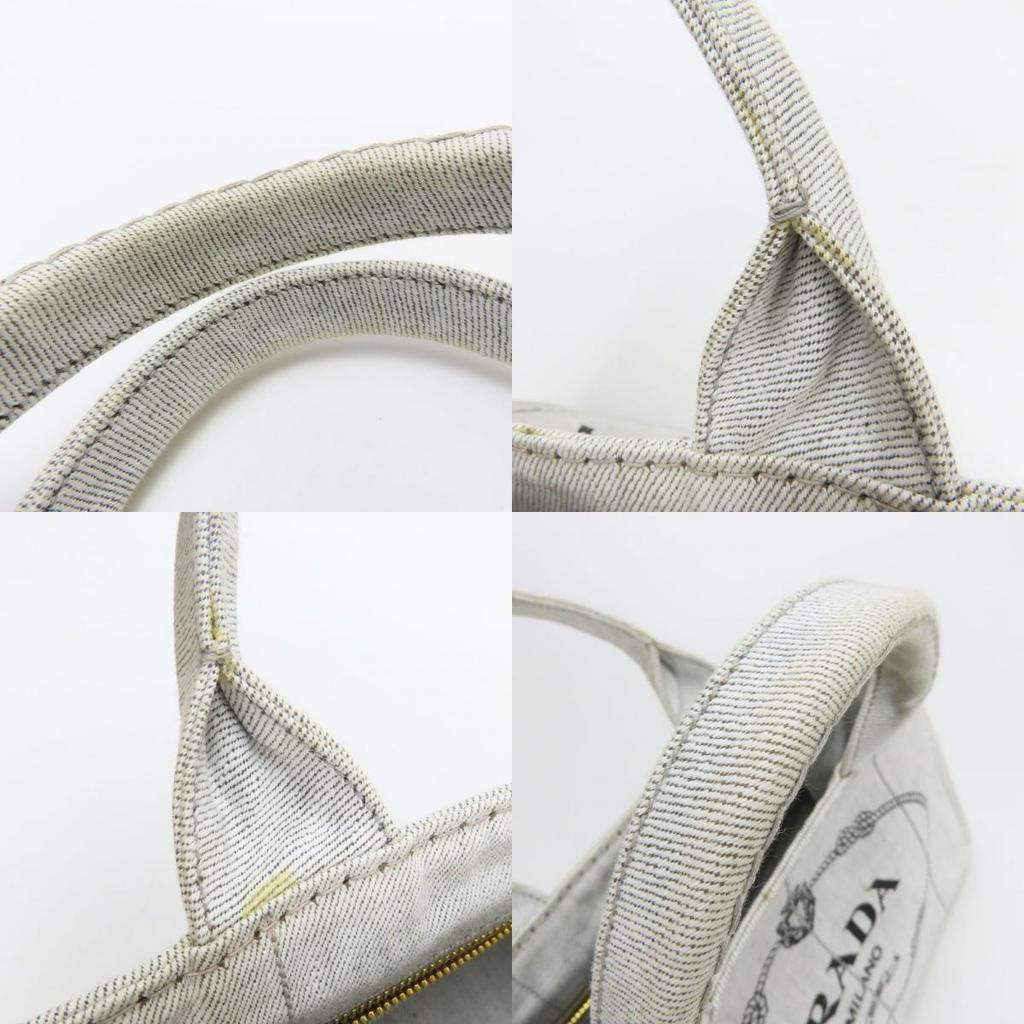 Used PRADA Handbag Canapa 1BG439 CANAPA canvas Bianco Light gray casual