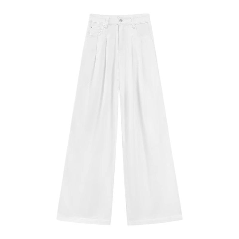 

Белые джинсы с высокой посадкой и широкими штанинами для женщин - Осенне-зимние брюки Triple Extra Large