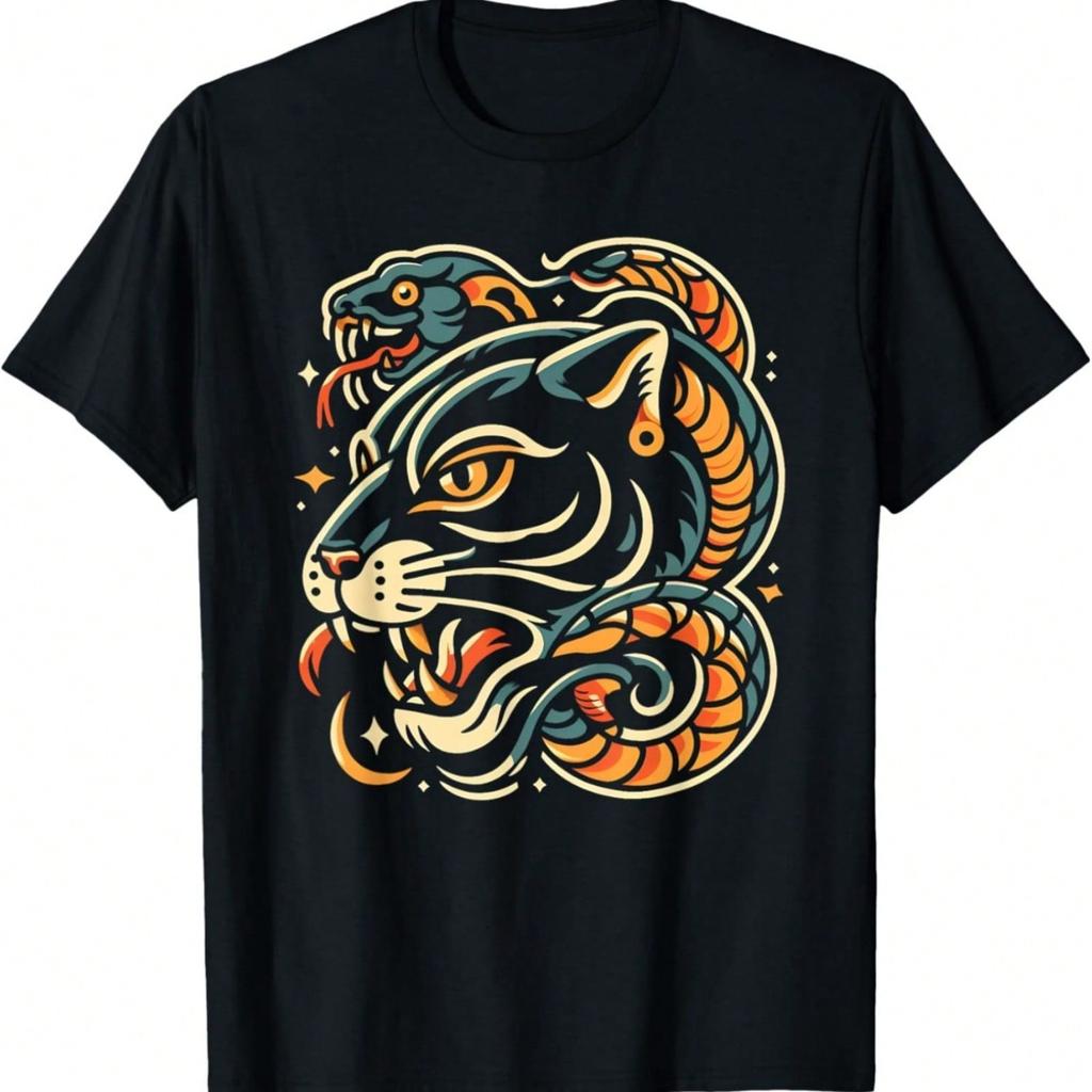 Snake And Panther Traditional Tattoo Artist Ink Tattooist T-Shirt