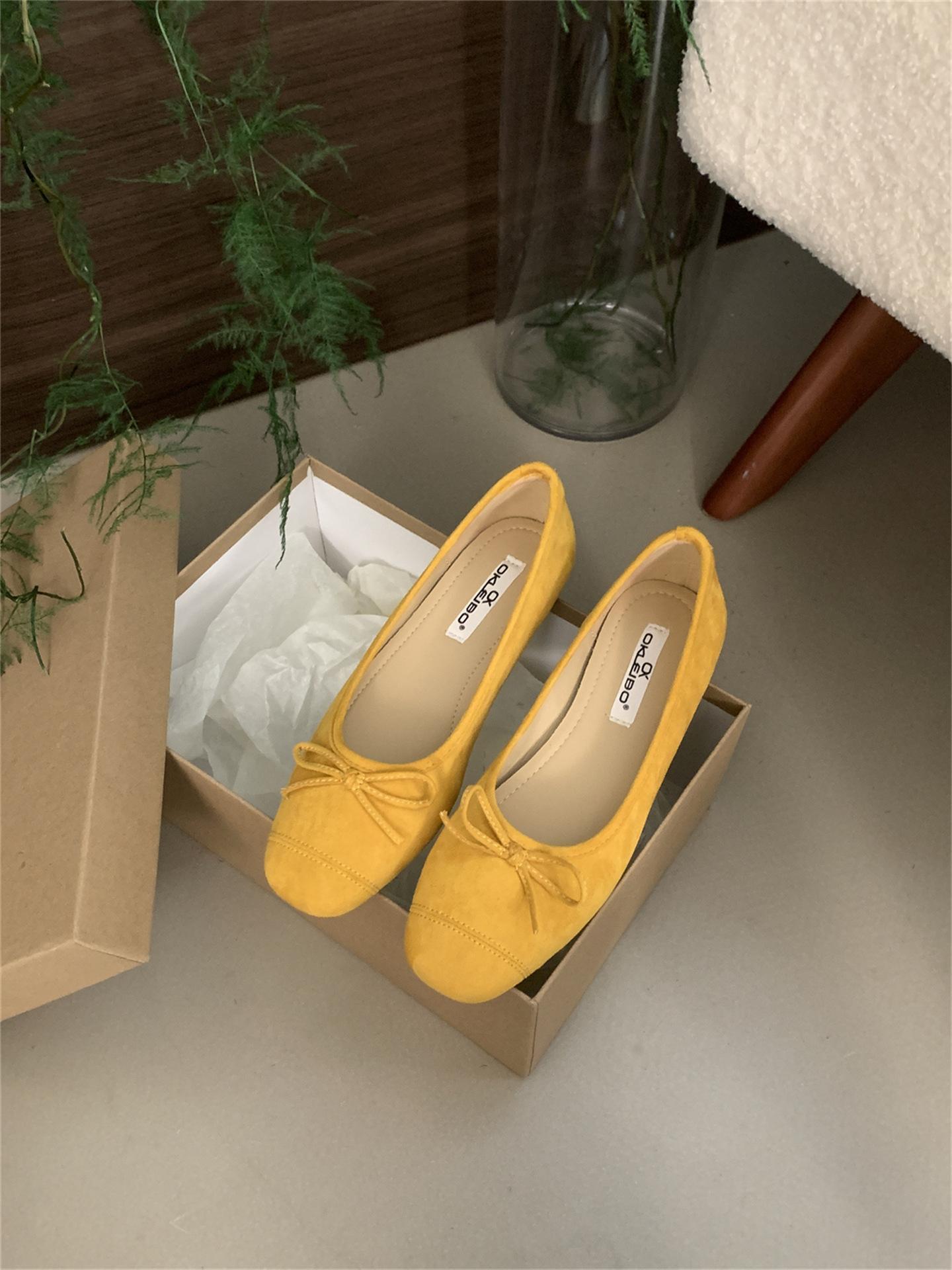 

Fashion 6 Colors Women Faux Suede Bowtie Ballets Shoes Ladies Dress Slip On Flats Loafers Female Soft Soled Moccasines Pig Toe Ballerina 39 жовтий