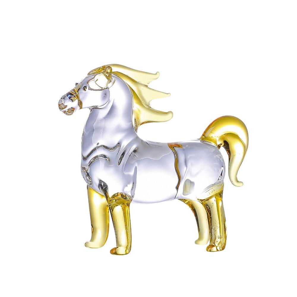 Colorful Decorative Crystal Horse Statue Glass Animal Sculpture  Office Decoration
