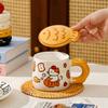 Cute Cat Graffiti Style Ceramic Cup Home Cartoon Mug Creative Souvenir Taiyaki Water Cup for Girls