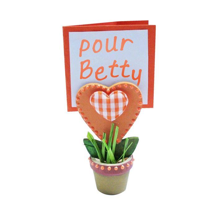 Pot de fleur en bois avec pince Coeur 7,5 x 4 x 11 cm