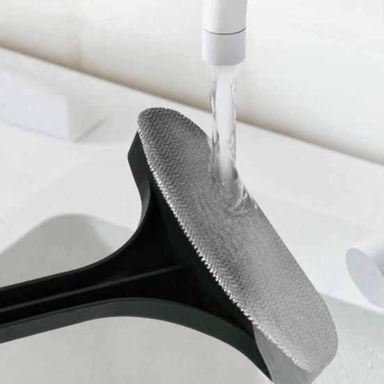 2Pcs Screen Cleaning Brush with Extended Handle 2-in-1 Brush Scraper Design Outdoor Window Screen Cleaner