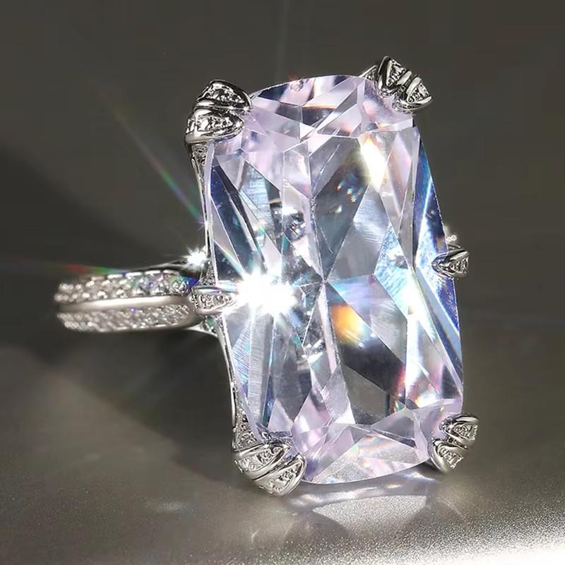 

Huitan Large Attractive Cubic Zirconia Rings for Women Delicate Brilliant Finger Accessory Graceful Temperament Wedding Zircon 9
