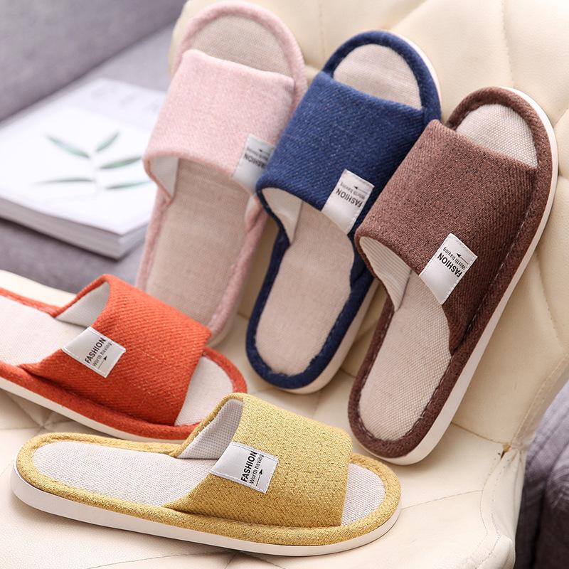 Four Seasons Non-Slip Linen Slippers for Men and Women - Indoor, Wear-Resistant, Comfortable Home Footwear