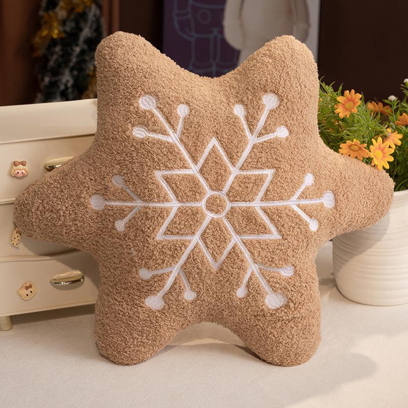 Individually Compressed Gingerbread Man & Snowflake Christmas Throw Pillow for Sofa