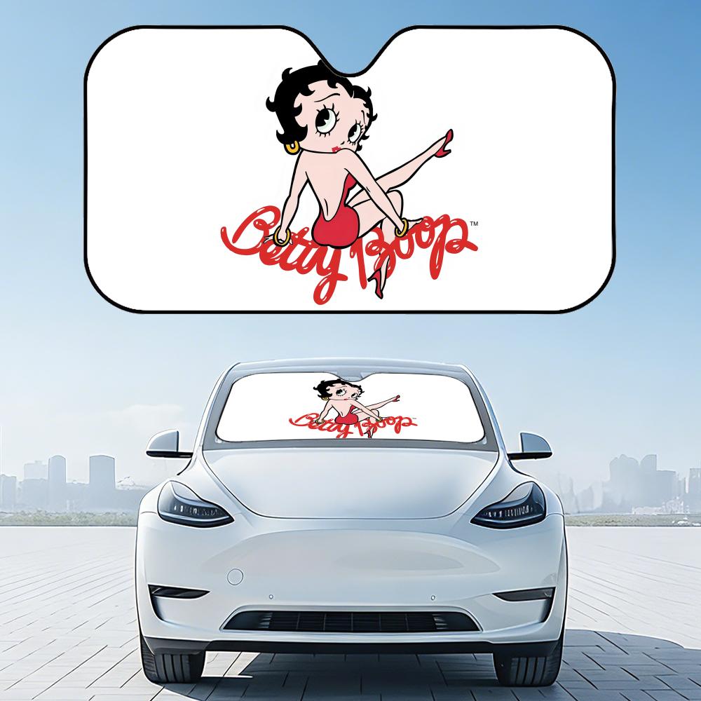 Cartoon Sexy Girl B-Bettys Boops Sun Visor Reusable Aluminum Foil UV Protector Heat Three-layer Insulation Windshield Sunshades