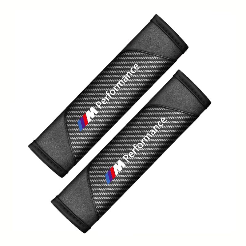2 Pieces of Genuine Leather Carbon Fiber Car Seat Belts and Car Accessories For BMW M E34 E36 E60 E90 E46 E39 E70 F10 F20 F30 X5