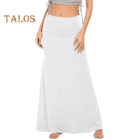 Women Skirt High-Waist Hip Wrapped Maxi Skirt Solid Color Ankle Length Skirt Home Casual Evening Vacation Skirt