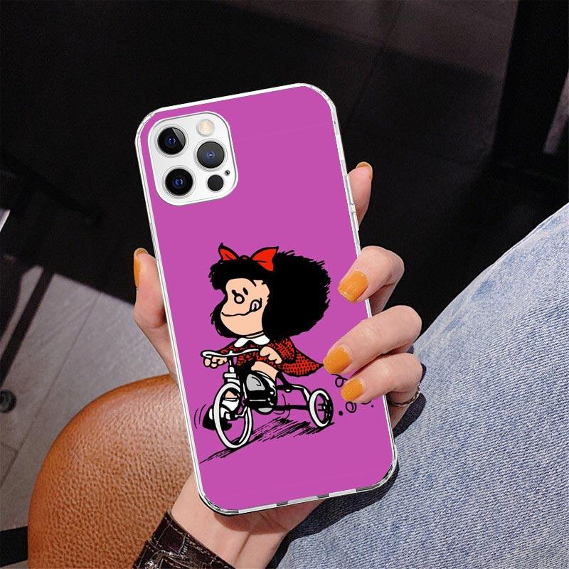 Cartoon Cute Mafalda Phone Case For iPhone 17 Air 16 Pro Max 16E 15 + 14 Plus 11 12 13 Mini 7 8 SE Gift Print Cover Fundas