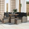 8-Piece Garden Sofa Set with Grey Cushions Poly Rattan Acacia 3362398