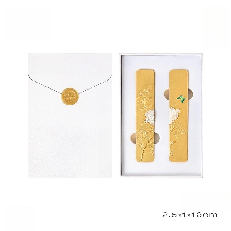 

18K Gold-plated Brass Imitation Enamel Butterfly Relief Paperweight Calligraphy Practice Painting Press Ruler Writing Accessory