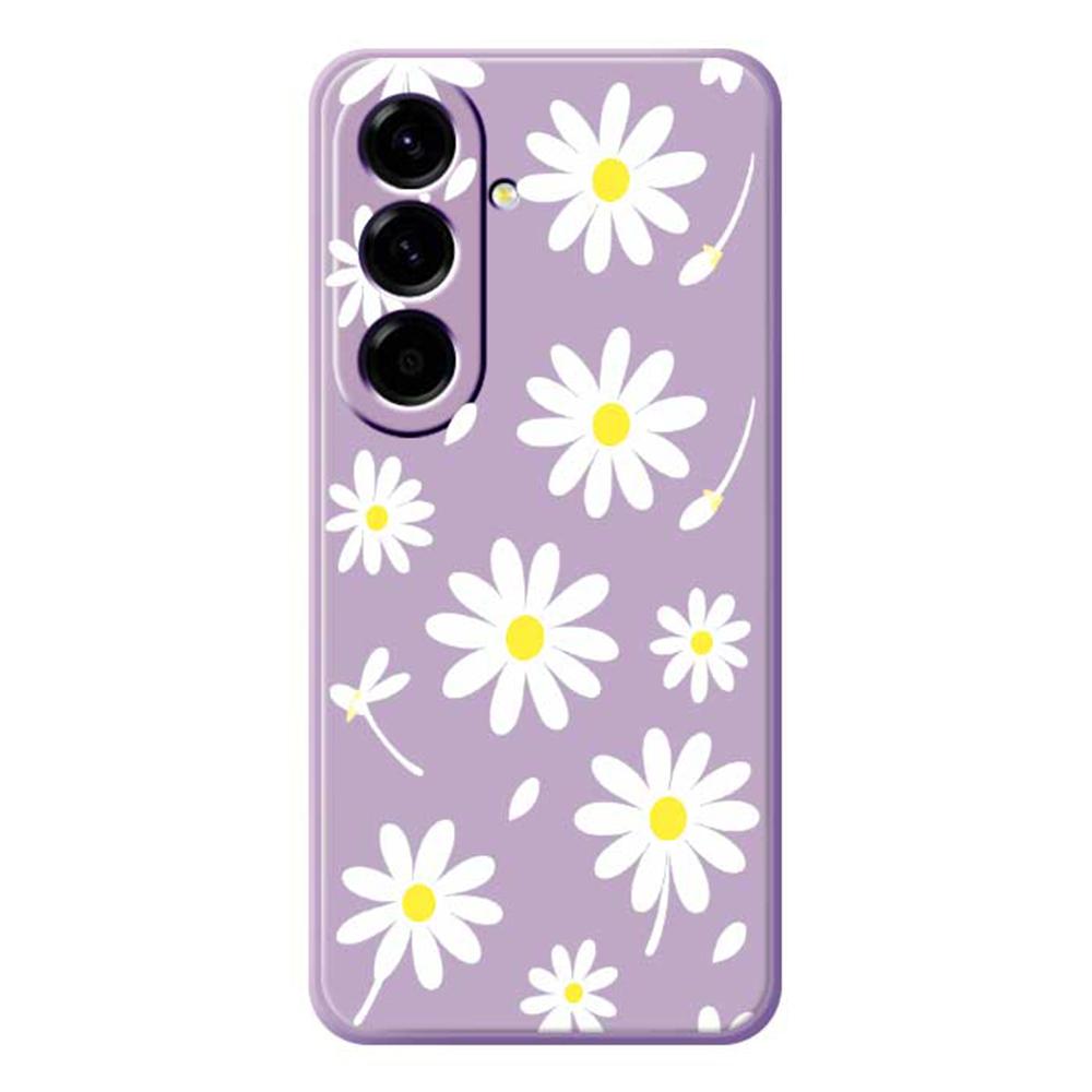 For Samsung Galaxy A56 5G Case White Daisy Pattern Printing Straight Edge TPU Phone Back Cover