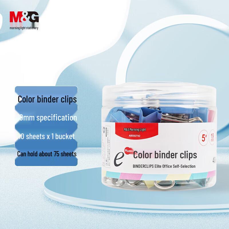 M&G 19mm Colored Metal Binder Clips, 40 Count