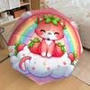 1PC Strawberry Cat Automatic Open/Close Umbrella with Windproof, 8-Rib Sturdy Canopy, Durable Ribs, Fashionable Design1399A