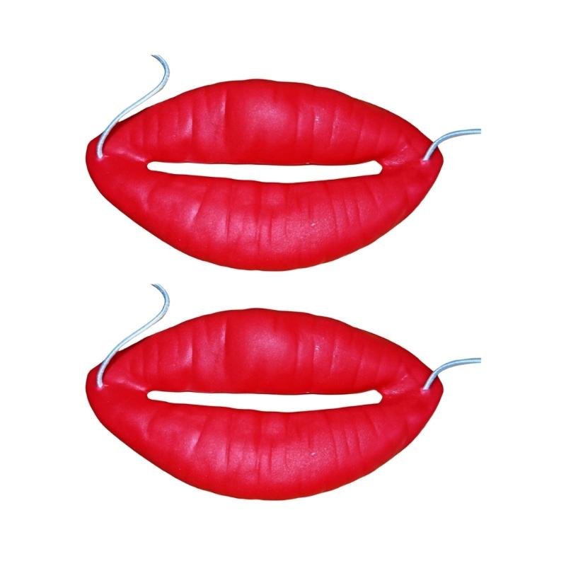 Oversized Lip Party Mask Costume Accessory with Elastic Cord for Photo Booth Use and Stage Gag Costume Wear, Set of 2