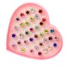 36-Piece Colorful Heart-Shaped Diamond Gemstone Rings for Girls' Birthdays