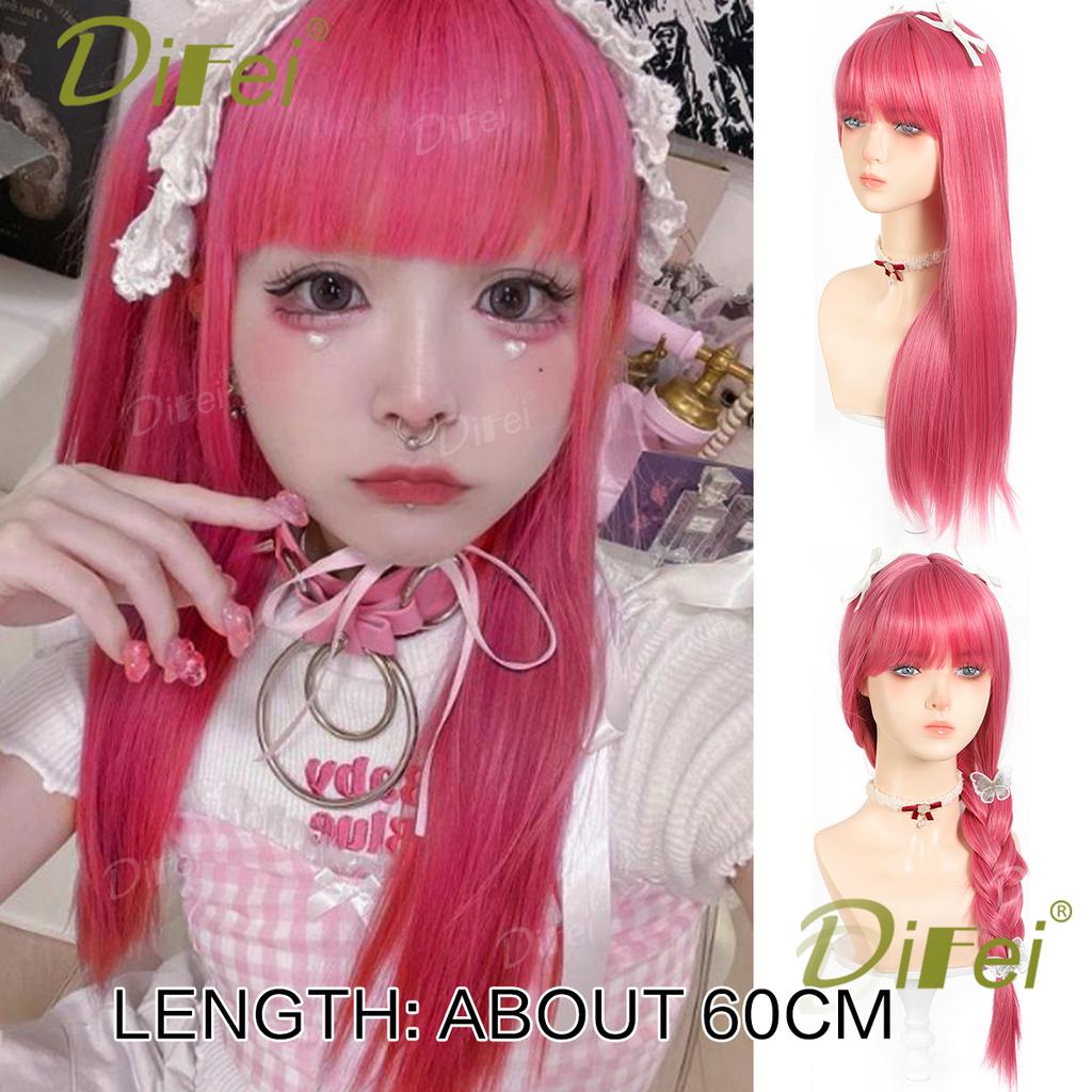 Platinum Blonde Straight Synthetic Cosplay Wig Straight Hair Wig With Straight Bangs Suitable For Women Halloween Christmas Wear