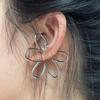 Fashion Exaggerated Hollow Flower Ear Bone Clip Non-Pierced Earring Silver Color Ear Cuff for Women Girls Aesthetic Jewelry 1pc