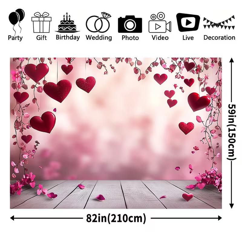 2D Valentines Day Red Heart Backdrop for Wedding Photoshoot