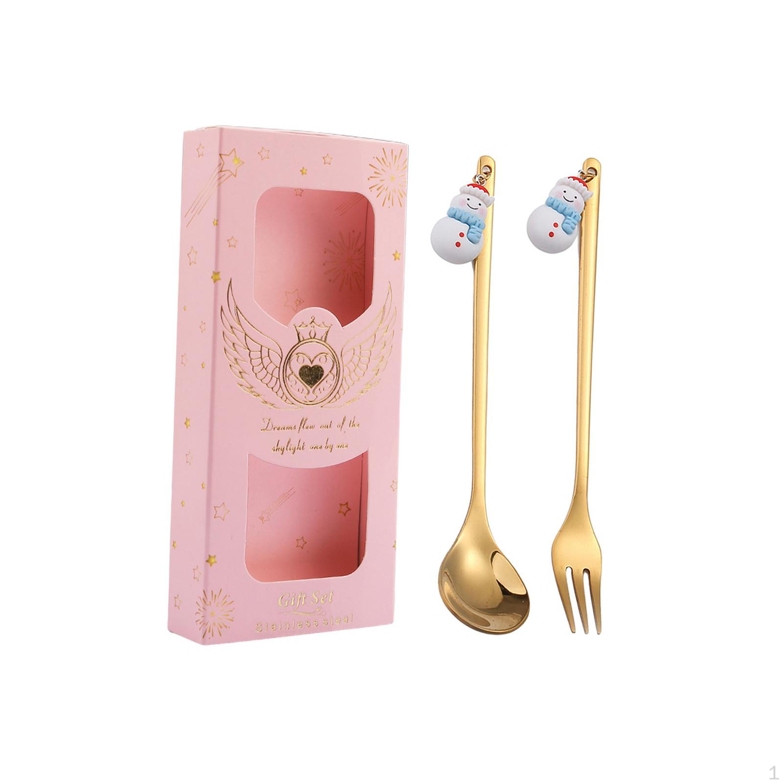 

Рождественская ложка и вилка столовые приборы из высококачественной нержавеющей стали десертные столовые приборы для торта Snowman