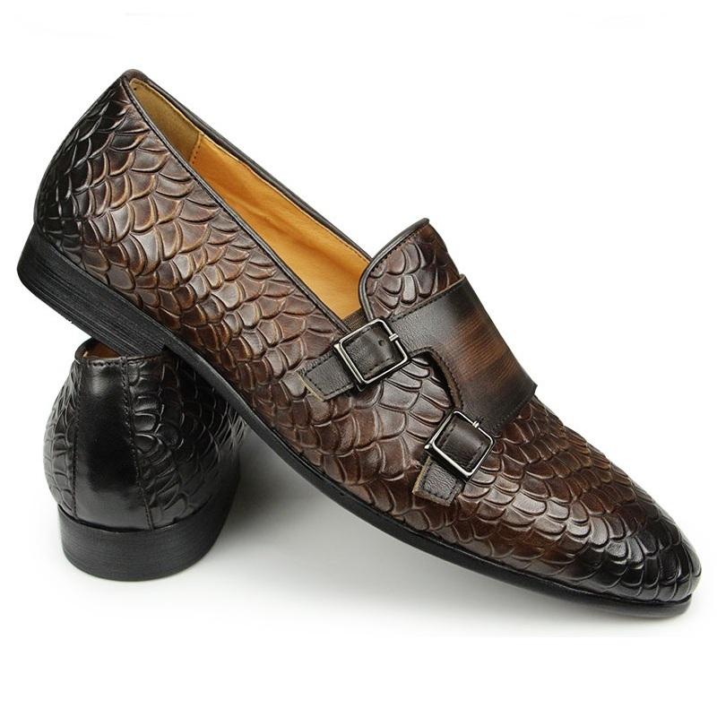 Fashion Popular Loafers Mens Shoes Genuine Leather Snake Printing Wedding Party Casual Dress Shoe for Males Slip-On Comfortable Footwear