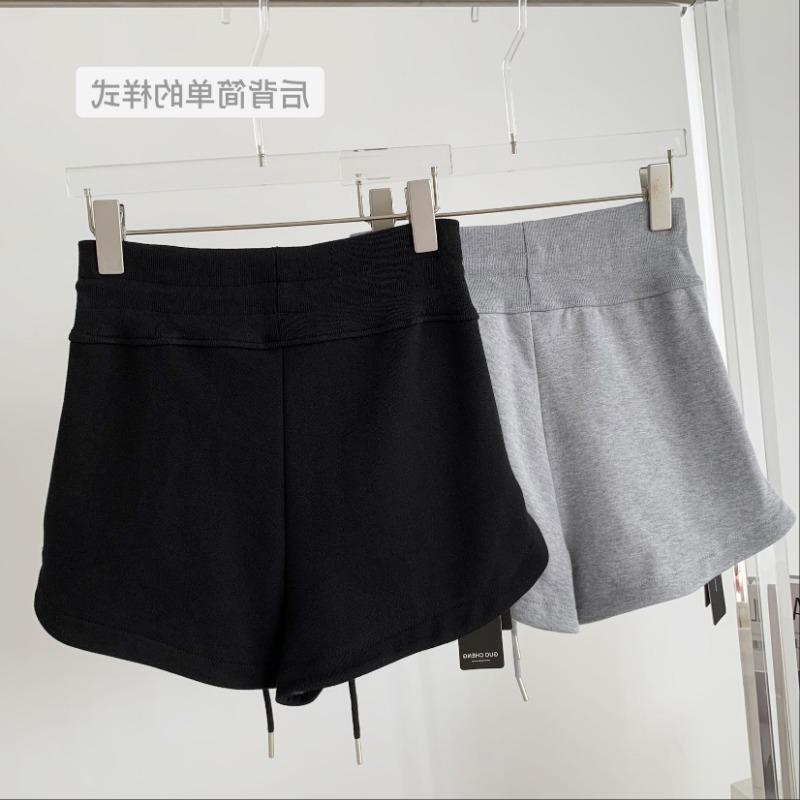 Hong Kong Gray Casual Pants Women's Summer High-waisted Shorts Draw Rope Sports Pants Design Sense Slit Hot Pants Straight Pants
