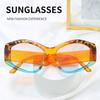 Cat's Eye Contrast Sunglasses Female Diamond-shaped Large Box Polygon Sunglasses Sunscreen Advanced Sunglasses