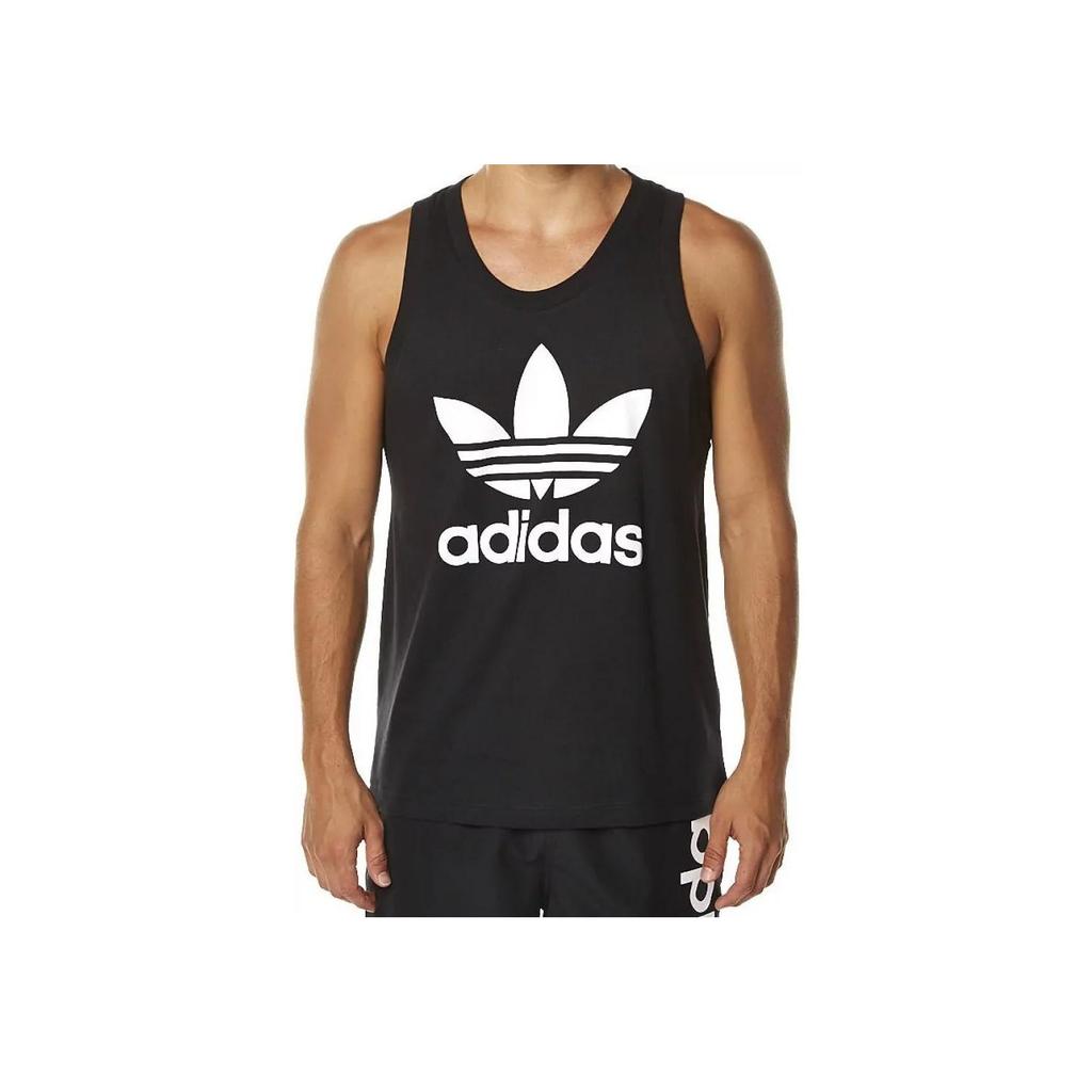 Adidas Originals Trefoil Letter Print Pattern Round Neck Fitted Sleeveless Vest Men Tops Black BK7104