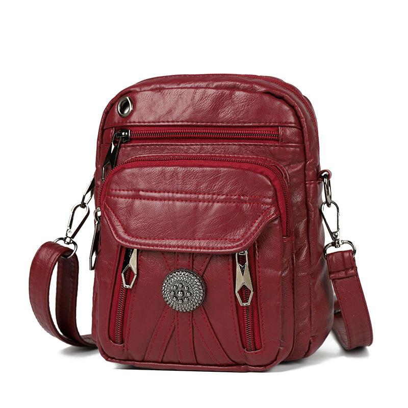 

Soft Leather Small Bag Women s Crossbody Bag Multi-Layer Shoulder Crossbody Bag Mobile Phone Coin Purse красный
