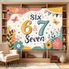 2D Flat, 1pc 2D Flat Tapestry Birthday Celebration for Six and Seven with Floral and Butterfly Decorations, 2D Flat