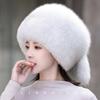 Nuovo stile invernale da donna cappello di pelliccia di volpe soffice sovietico femminile all'aperto berretto caldo cappelli di pelliccia da neve 2 code vera pelliccia di volpe cappelli da bombardiere freddi