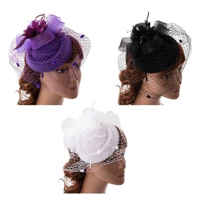 Feather Fascinator Veil Tea Party Fascinator Derby Hat Women Fascinator Headband