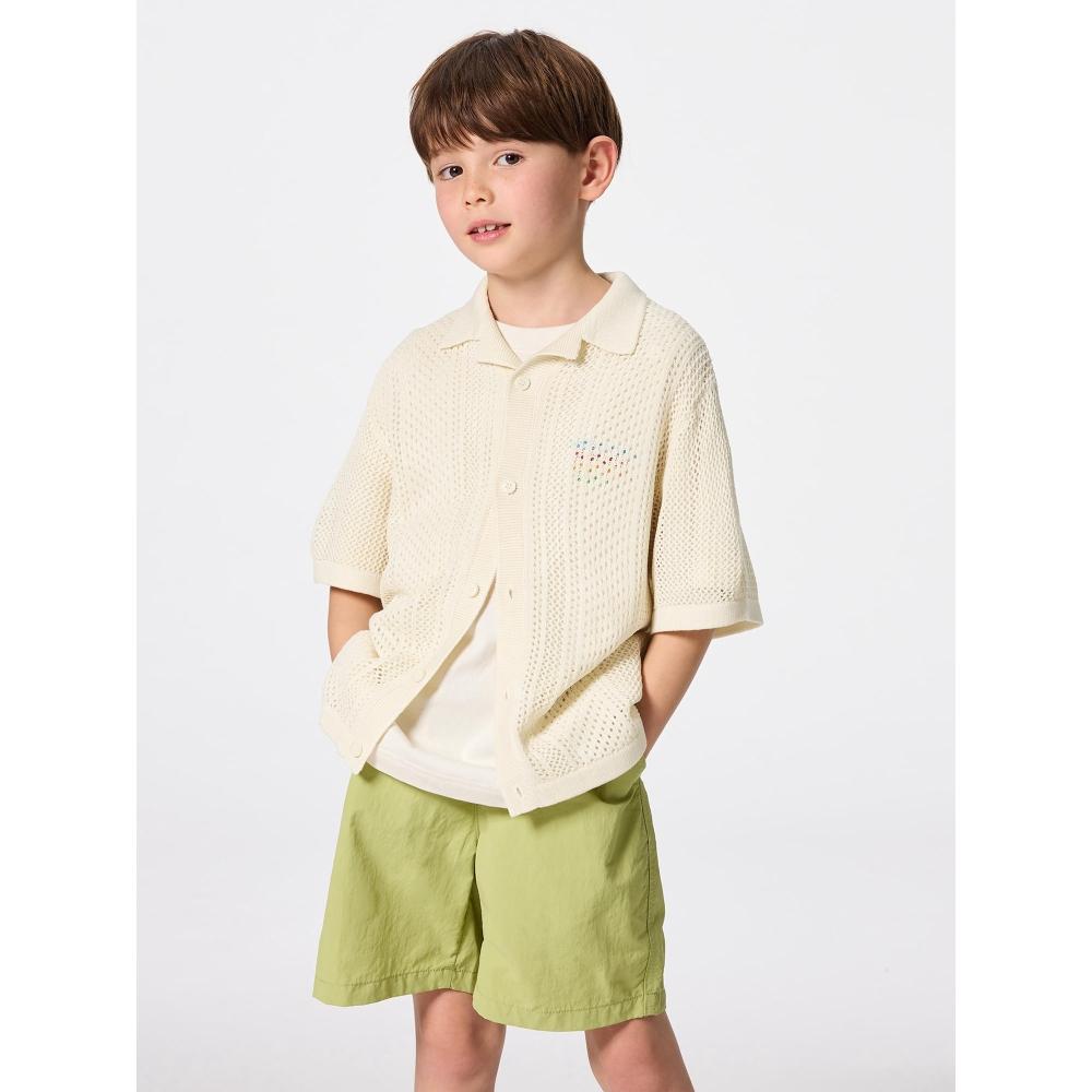 Gu By Uniqlo Kids  Unisex  Washable Mesh Knit Shirt  5 Minute Sleeve  Nt+e