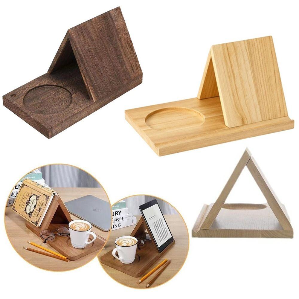 Portable 2 in 1 Wood Book Stand Reading Book Coffee Organizer Triangle Reading Stand Office