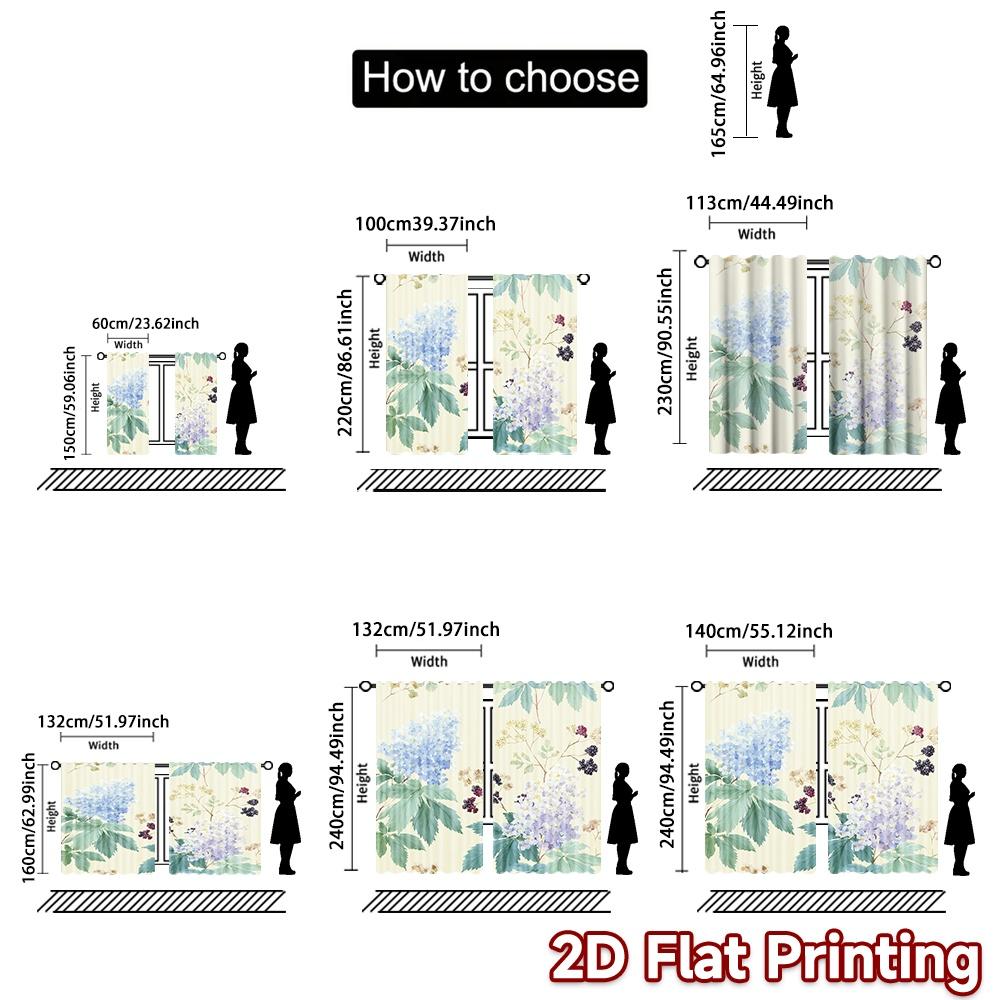 Set Of 2 Flat Printing Curtains Without Rod Floral Watercolor Design Women Is Day Festival Creative Fabric Curtain Polyester