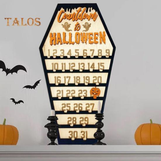 Halloween-Adventskalender, Holz-Countdown bis Halloween-Ornament mit beweglichem Kürbisblock für die Inneneinrichtung